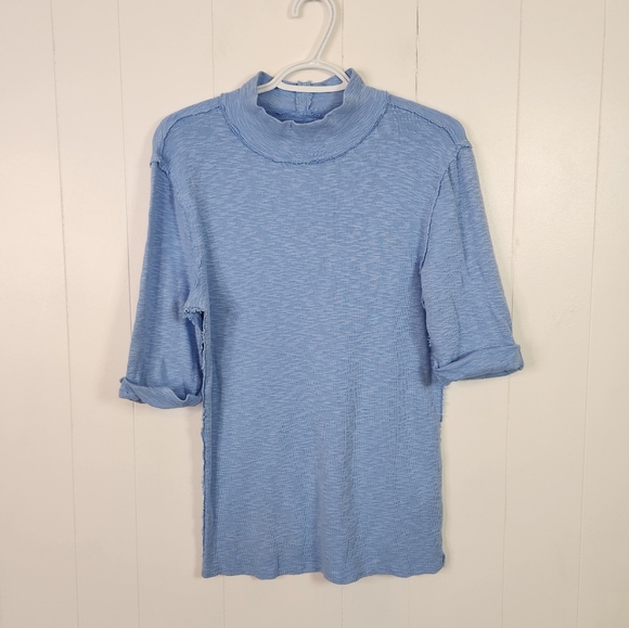 We The Free People For The Boys Turtleneck Ribbed Top Stretch Blue Size XL Boho - Picture 4 of 11